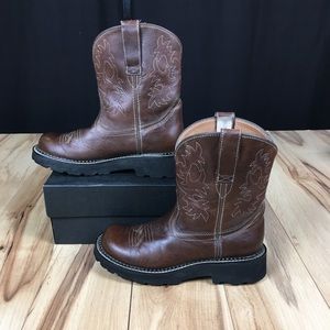 Women’s Ariat cowboy work boots brown leather 7B